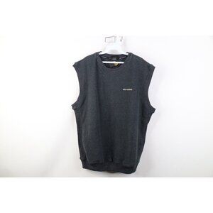 Vtg 90s Harley Davidson Mens Large Spell Out Terry Cloth Sweater Vest Gray USA